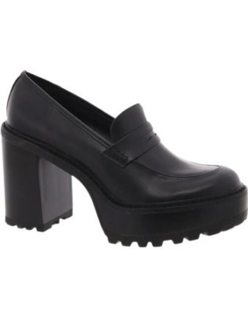 Forever Black Chunky Platform 4" Block Heel Loafers Sz 8